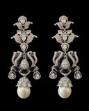 DER810 Lotus Cz earrings -Blue ( READY TO SHIP )