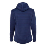 J. America Women'S Odyssey Striped Performance Fleece Lapover Hooded Sweatshirt - Sapphire, M