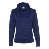 J. America Women'S Odyssey Striped Performance Fleece Lapover Hooded Sweatshirt - Sapphire, M