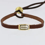 Blessed Mixed Metals Bracelet On Sienna Leather