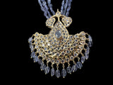 DLN124 Khushi long necklace with earrings in real tanzanite beads ( READY TO SHIP )