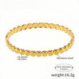 Elegant Gold-Tone Stainless Steel Beaded Bracelet 5.6mm Width, 62mm Inner Diameter