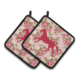 Caroline'S Treasures Horse Shabby Chic Pink Roses Pair Of Pot Holders Bb1003-Rs-Pk-Pthd, 7.5Hx7.5W, Multicolor