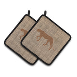 Caroline'S Treasures Leopard Faux Burlap & Brown Pair Of Pot Holders Bb1004-Bl-Bn-Pthd, 7.5Hx7.5W, Multicolor