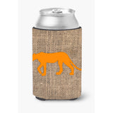 Leopard Burlap And Orange Can Or Bottle Beverage Insulator Hugger Bb1004