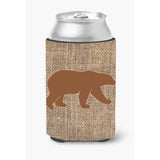 Bear Burlap And Brown Can Or Bottle Beverage Insulator Hugger