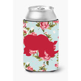 Rhinoceros Shabby Chic Blue Roses Can Or Bottle Beverage Insulator Hugger Bb1006
