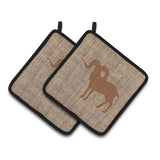 Caroline'S Treasures Sheep Faux Burlap & Brown Pair Of Pot Holders Bb1007-Bl-Bn-Pthd, 7.5Hx7.5W, Multicolor