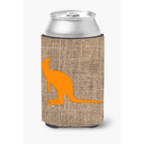 Kangaroo Burlap And Orange Can Or Bottle Beverage Insulator Hugger Bb1008