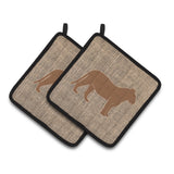 Caroline'S Treasures Tiger Faux Burlap & Brown Pair Of Pot Holders Bb1010-Bl-Bn-Pthd, 7.5Hx7.5W, Multicolor