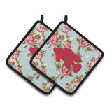 Caroline'S Treasures Fish - Tropical Fish Shabby Chic Blue Roses Pair Of Pot Holders Bb1013-Rs-Bu-Pthd, 7.5Hx7.5W, Multicolor,