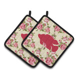 Caroline'S Treasures Fish - Tropical Fish Shabby Chic Yellow Roses Pair Of Pot Holders Bb1013-Rs-Yw-Pthd, 7.5Hx7.5W, Multicolo