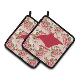 Caroline'S Treasures Manta Ray Shabby Chic Pink Roses Pair Of Pot Holders Bb1014-Rs-Pk-Pthd, 7.5Hx7.5W, Multicolor