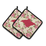 Caroline'S Treasures Manta Ray Shabby Chic Yellow Roses Pair Of Pot Holders Bb1014-Rs-Yw-Pthd, 7.5Hx7.5W, Multicolor