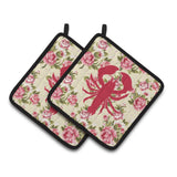 Caroline'S Treasures Lobster Shabby Chic Yellow Roses Pair Of Pot Holders Bb1015-Rs-Yw-Pthd, 7.5Hx7.5W, Multicolor