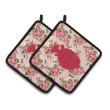 Caroline'S Treasures Fish - Blowfish Shabby Chic Pink Roses Pair Of Pot Holders Bb1016-Rs-Pk-Pthd, 7.5Hx7.5W, Multicolor
