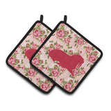 Caroline'S Treasures Walrus Shabby Chic Pink Roses Pair Of Pot Holders Bb1017-Rs-Pk-Pthd, 7.5Hx7.5W, Multicolor