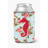 Sea Horse Shabby Chic Blue Roses Can Or Bottle Beverage Insulator Hugger Bb1018