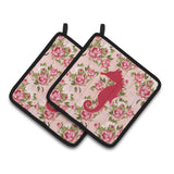 Caroline'S Treasures Sea Horse Shabby Chic Pink Roses Pair Of Pot Holders Bb1018-Rs-Pk-Pthd, 7.5Hx7.5W, Multicolor