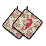 Caroline'S Treasures Sea Horse Shabby Chic Yellow Roses Pair Of Pot Holders Bb1018-Rs-Yw-Pthd, 7.5Hx7.5W, Multicolor