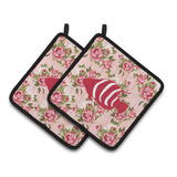 Caroline'S Treasures Fish Shabby Chic Pink Roses Pair Of Pot Holders Bb1020-Rs-Pk-Pthd, 7.5Hx7.5W, Multicolor
