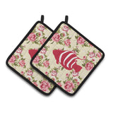 Caroline'S Treasures Fish Shabby Chic Yellow Roses Pair Of Pot Holders Bb1020-Rs-Yw-Pthd, 7.5Hx7.5W, Multicolor