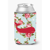 Whale Shabby Chic Blue Roses Can Or Bottle Beverage Insulator Hugger Bb1021