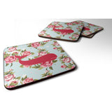 Caroline'S Treasures Bb1021-Rs-Bu-Fc Whale Shabby Chic Blue Roses Foam Coasters (Set Of 4), 3.5 H X 3.5 W, Multicolor,