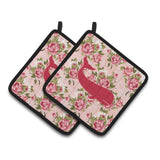 Caroline'S Treasures Whale Shabby Chic Pink Roses Pair Of Pot Holders Bb1021-Rs-Pk-Pthd, 7.5Hx7.5W, Multicolor