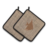 Caroline'S Treasures Fish - Angel Fish Faux Burlap & Brown Pair Of Pot Holders Bb1022-Bl-Bn-Pthd, 7.5Hx7.5W, Multicolor