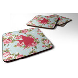 Caroline'S Treasures Bb1022-Rs-Bu-Fc Fish-Angel Fish Shabby Chic Blue Roses Foam Coasters (Set Of 4), 3.5 H X 3.5 W, M