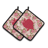 Caroline'S Treasures Fish - Tang Fish Shabby Chic Pink Roses Pair Of Pot Holders Bb1023-Rs-Pk-Pthd, 7.5Hx7.5W, Multicolor