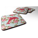 Caroline'S Treasures Bb1025-Rs-Bu-Fc Dolphin Shabby Chic Blue Roses Foam Coasters (Set Of 4), 3.5 H X 3.5 W, Multicolo