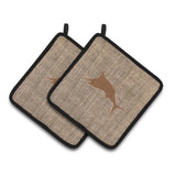 Caroline'S Treasures Fish - Marlin Faux Burlap & Brown Pair Of Pot Holders Bb1026-Bl-Bn-Pthd, 7.5Hx7.5W, Multicolor