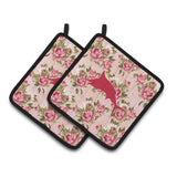 Caroline'S Treasures Fish - Marlin Shabby Chic Pink Roses Pair Of Pot Holders Bb1026-Rs-Pk-Pthd, 7.5Hx7.5W, Multicolor