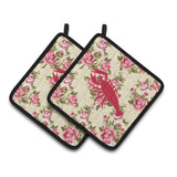Caroline'S Treasures Lobster Shabby Chic Yellow Roses Pair Of Pot Holders Bb1028-Rs-Yw-Pthd, 7.5Hx7.5W, Multicolor