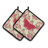 Caroline'S Treasures Butterfly Shabby Chic Yellow Roses Pair Of Pot Holders Bb1037-Rs-Yw-Pthd, 7.5Hx7.5W, Multicolor