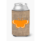Butterfly Burlap And Orange Can Or Bottle Beverage Insulator Hugger Bb1039