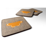 Caroline'S Treasures Bb1039-Bl-Or-Fc Butterfly Burlap And Orange Foam Coasters (Set Of 4), 3.5 H X 3.5 W, Multicolor