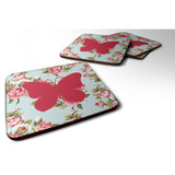 Caroline'S Treasures Bb1047-Rs-Bu-Fc Butterfly Shabby Chic Blue Roses Foam Coasters (Set Of 4), 3.5 H X 3.5 W, Multico