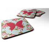 Caroline'S Treasures Bb1048-Rs-Bu-Fc Butterfly Shabby Chic Blue Roses Foam Coasters (Set Of 4), 3.5 H X 3.5 W, Multico