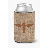 Yellow Jacket Burlap And Brown Can Or Bottle Beverage Insulator Hugger