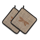 Caroline'S Treasures Moth Faux Burlap & Brown Pair Of Pot Holders Bb1055-Bl-Bn-Pthd, 7.5Hx7.5W, Multicolor