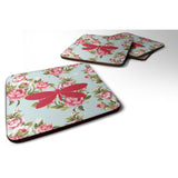 Caroline'S Treasures Bb1055-Rs-Bu-Fc Moth Shabby Chic Blue Roses Foam Coasters (Set Of 4), 3.5 H X 3.5 W, Multicolor