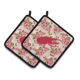 Caroline'S Treasures Bb1056-Rs-Pk-Pthd Beetle Shabby Chic Pink Roses Pot Holders (1 Pair), 7.5 X 7.5, Multicolor