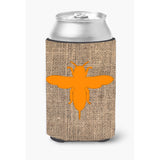 Bee Burlap And Orange Can Or Bottle Beverage Insulator Hugger