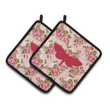 Caroline'S Treasures Moth Shabby Chic Pink Roses Pair Of Pot Holders Bb1059-Rs-Pk-Pthd, 7.5Hx7.5W, Multicolor