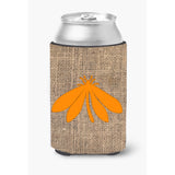 Moth Burlap And Orange Can Or Bottle Beverage Insulator Hugger