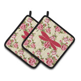 Caroline'S Treasures Moth Shabby Chic Yellow Roses Pair Of Pot Holders Bb1061-Rs-Yw-Pthd, 7.5Hx7.5W, Multicolor