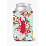 Beetle Shabby Chic Blue Roses Can Or Bottle Beverage Insulator Hugger Bb1063